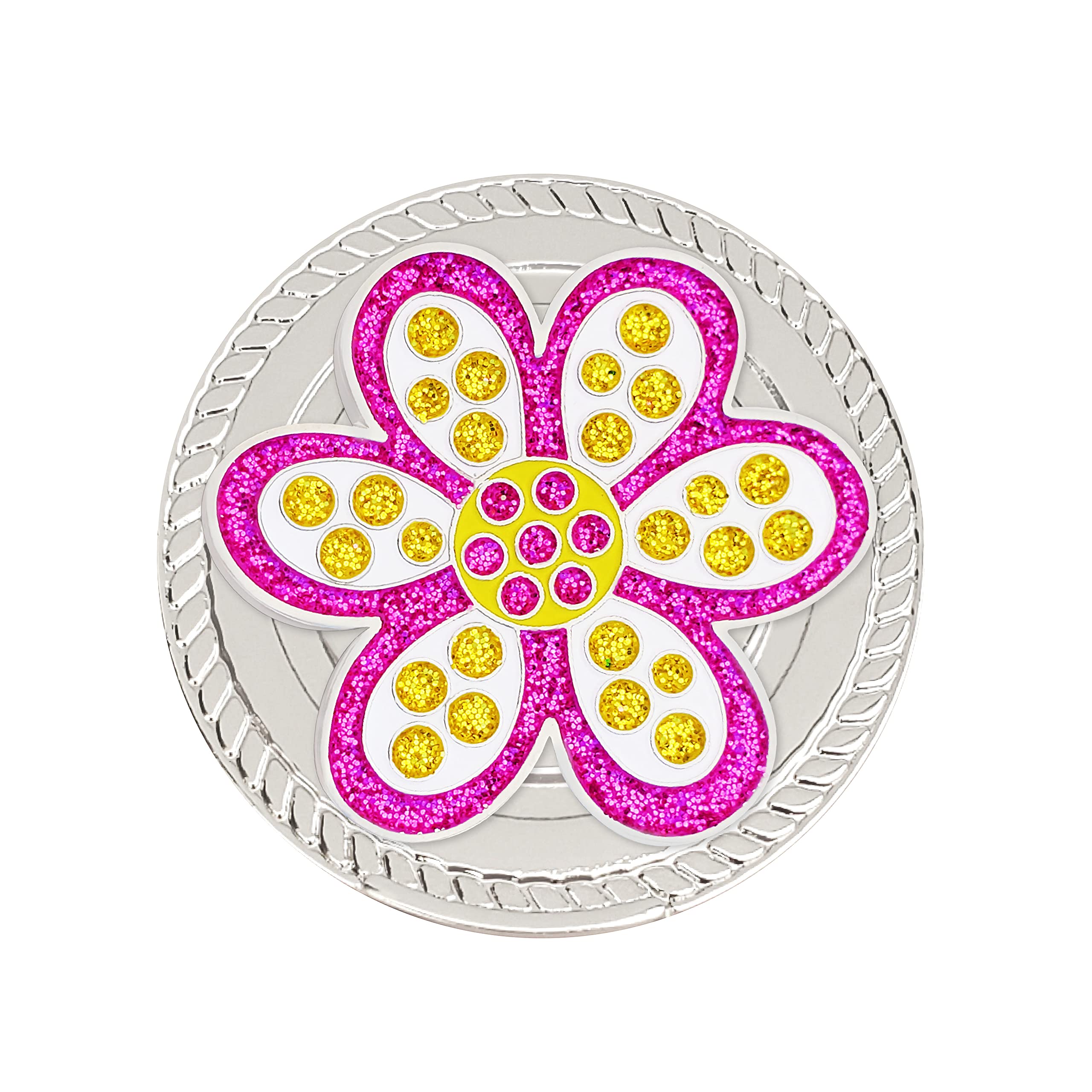 NAVIKAKicks Candy Purple Daisy Glitzy Ball Marker with Round Shoe Ornament