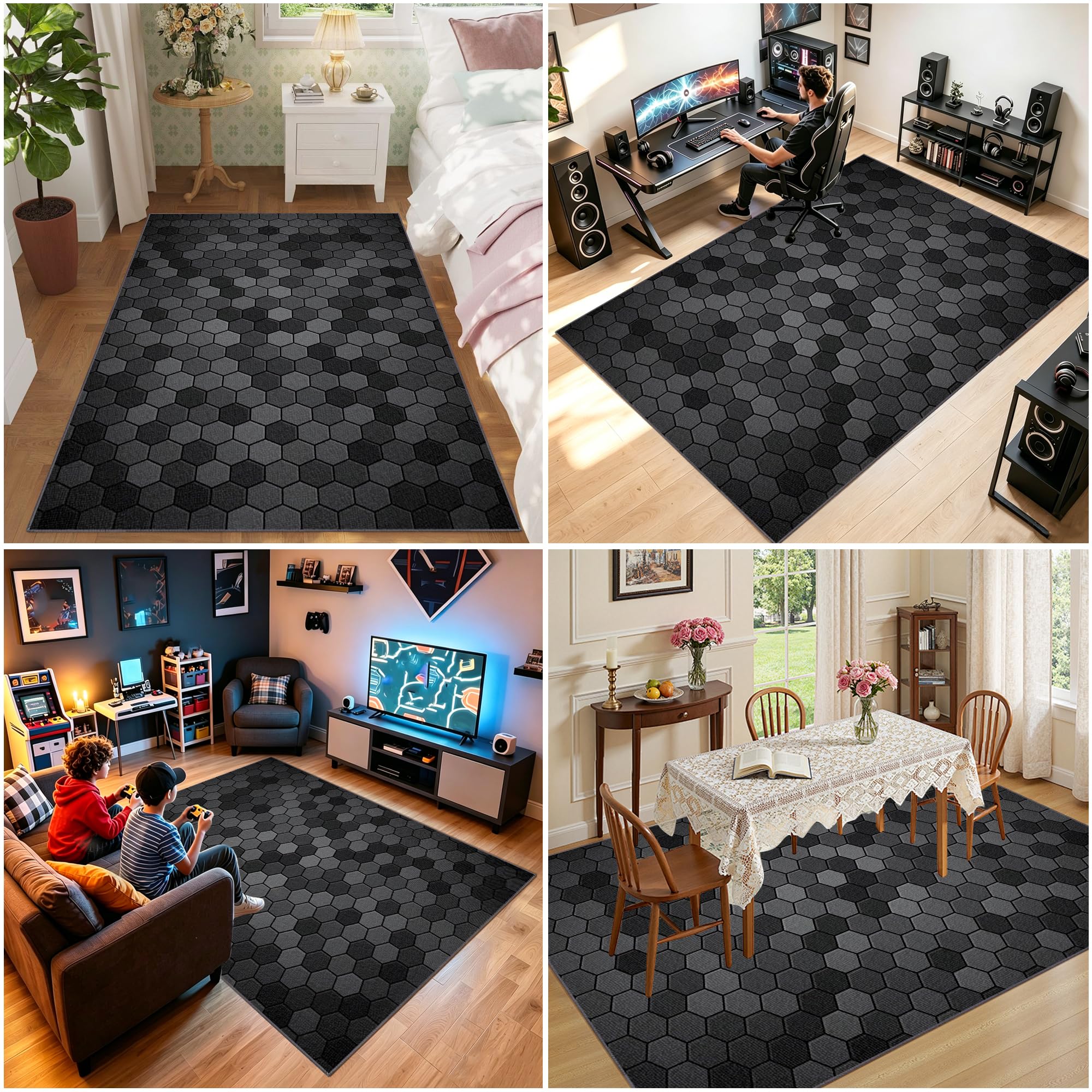 Tappeto Sedia Gaming, Tappeto Sedia Ufficio, Tappeto Salvapavimento Antiscivolo, Tappeto per Sedia con Ruote, Tappetino per Sedia da Scrivania, Tappetino Protettivo per Pavimenti Duri 200 x 230 cm