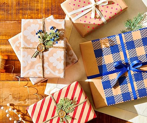 Miniatura 12 de American Greetings Papel de regalo para todas las ocasiones, diseños Kraft (4 rollos, 80 pies cuadrados)