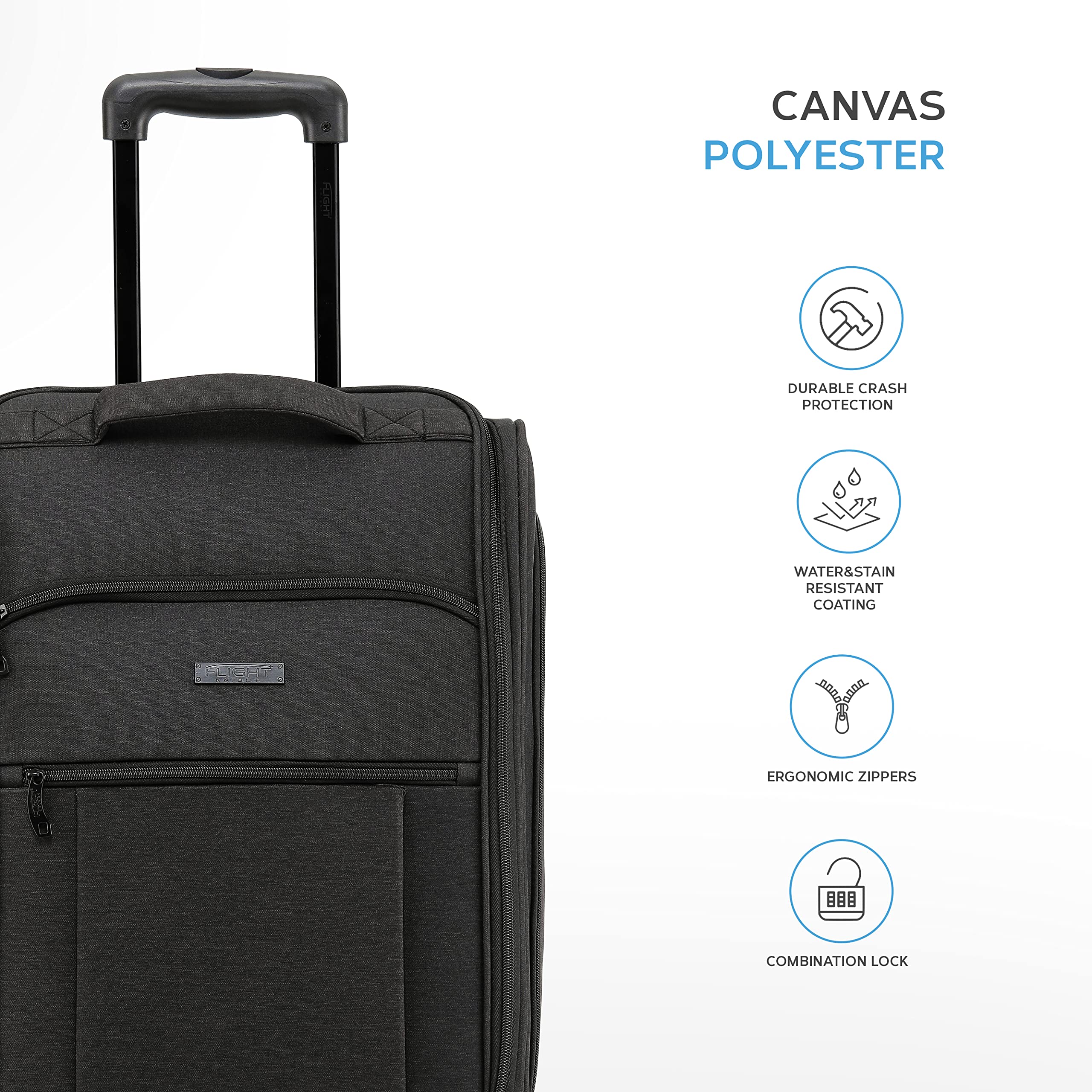 Flight Knight 55x40x20cm Ryanair Maximum Size Carry On Priority Hand Luggage Case Approved & Tested - 2 Wheels - Ultra Lightweight Durable Soft Case Textile Cabin Suitcase