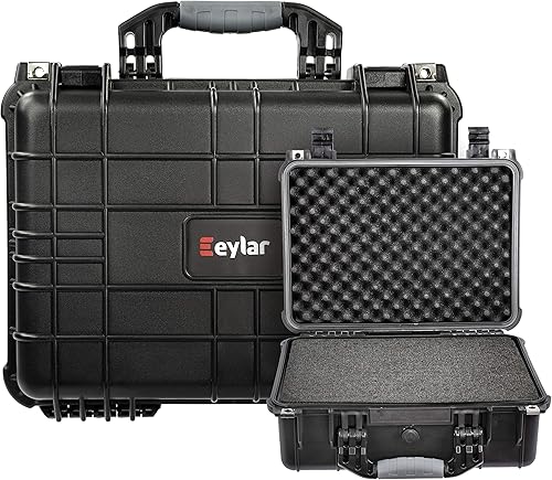 Eylar Equipo estándar de 16 pulgadas, estuche rígido para cámara impermeable con espuma TSA estándares (negro)