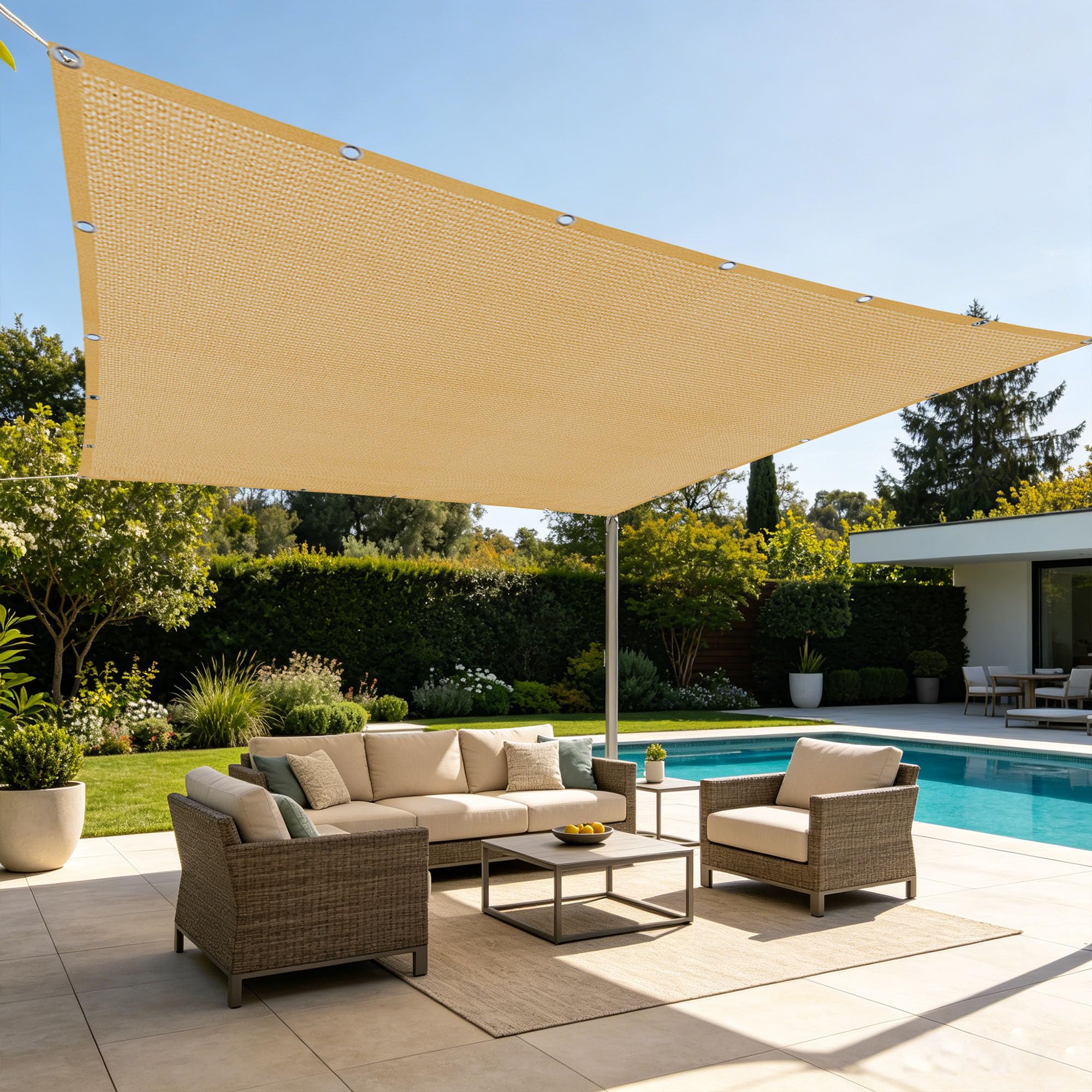 Toile ombrage respirante jaune sable 2.5 x 2.9 m multi-tailles de jardin