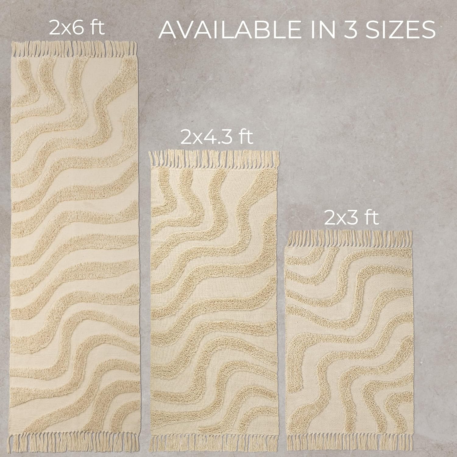 Beautiful Boho Rug with Tassels for Your Bathroom - Soft 2 x 3 ft. Cotton Rug Fits Perfectly Into Your Bath - Washable, Cream Colored Non-Slip Mat Ideal to Enhance Any Modern Home Decor, 24 x 36 inch - Image 7