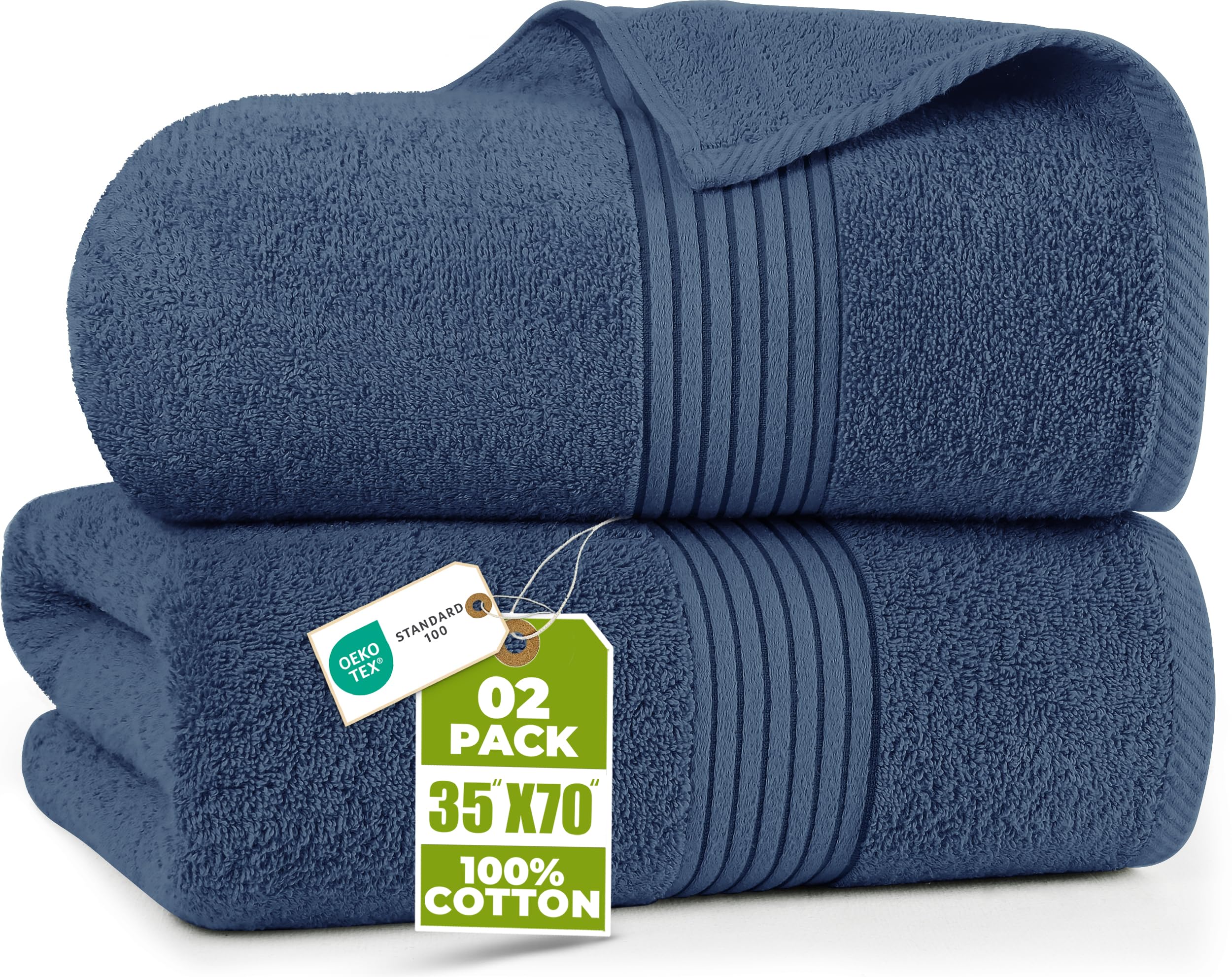 Utopia Towels Extra Large Bath Sheets, 2 Pack, 35x70 in, Cotton, Navy