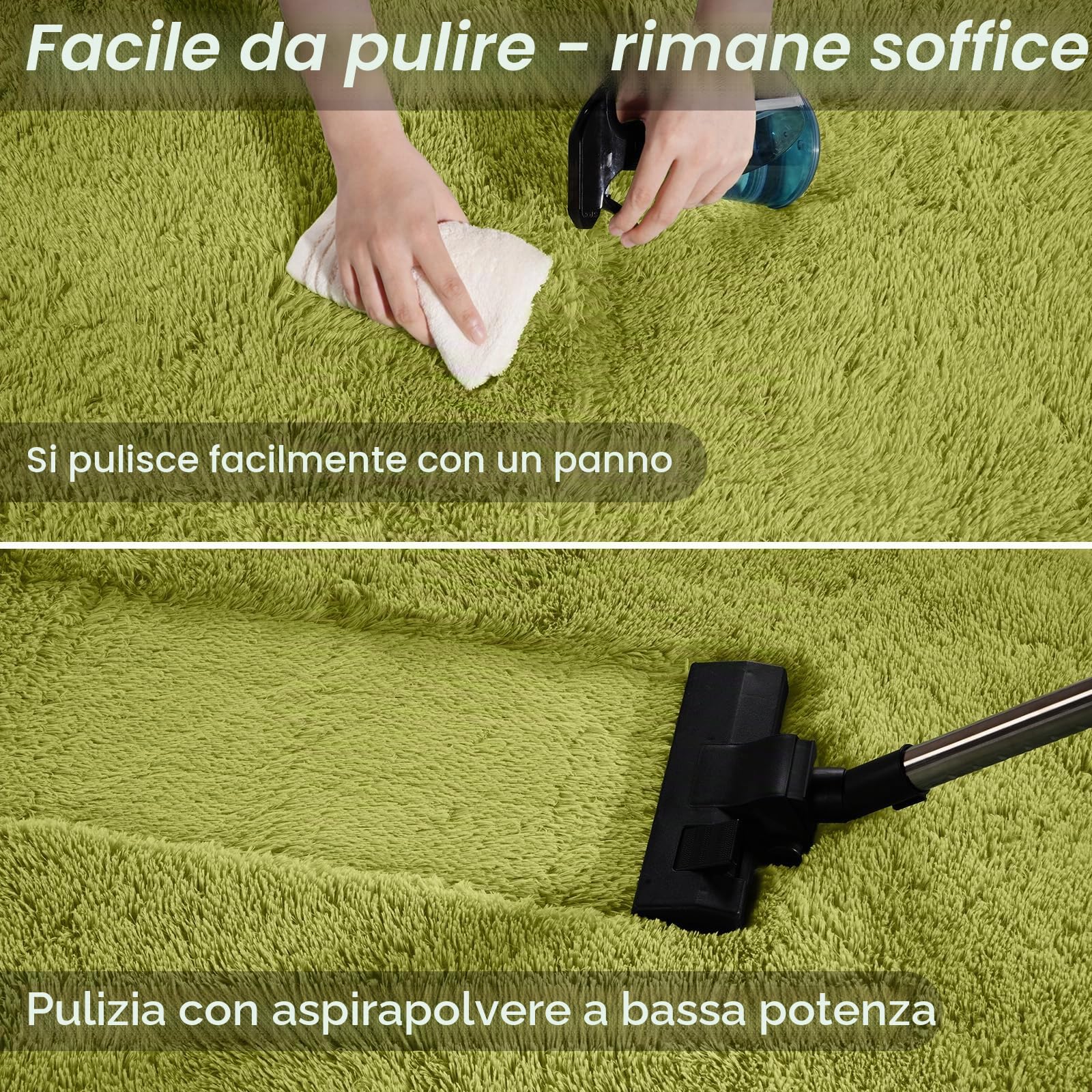 FVVRAX Tappeto a pelo lungo, morbido, 120 x 180 cm, verde, extra morbido, antiscivolo, per soggiorno, camera da letto, tappeto per bambini e animali domestici
