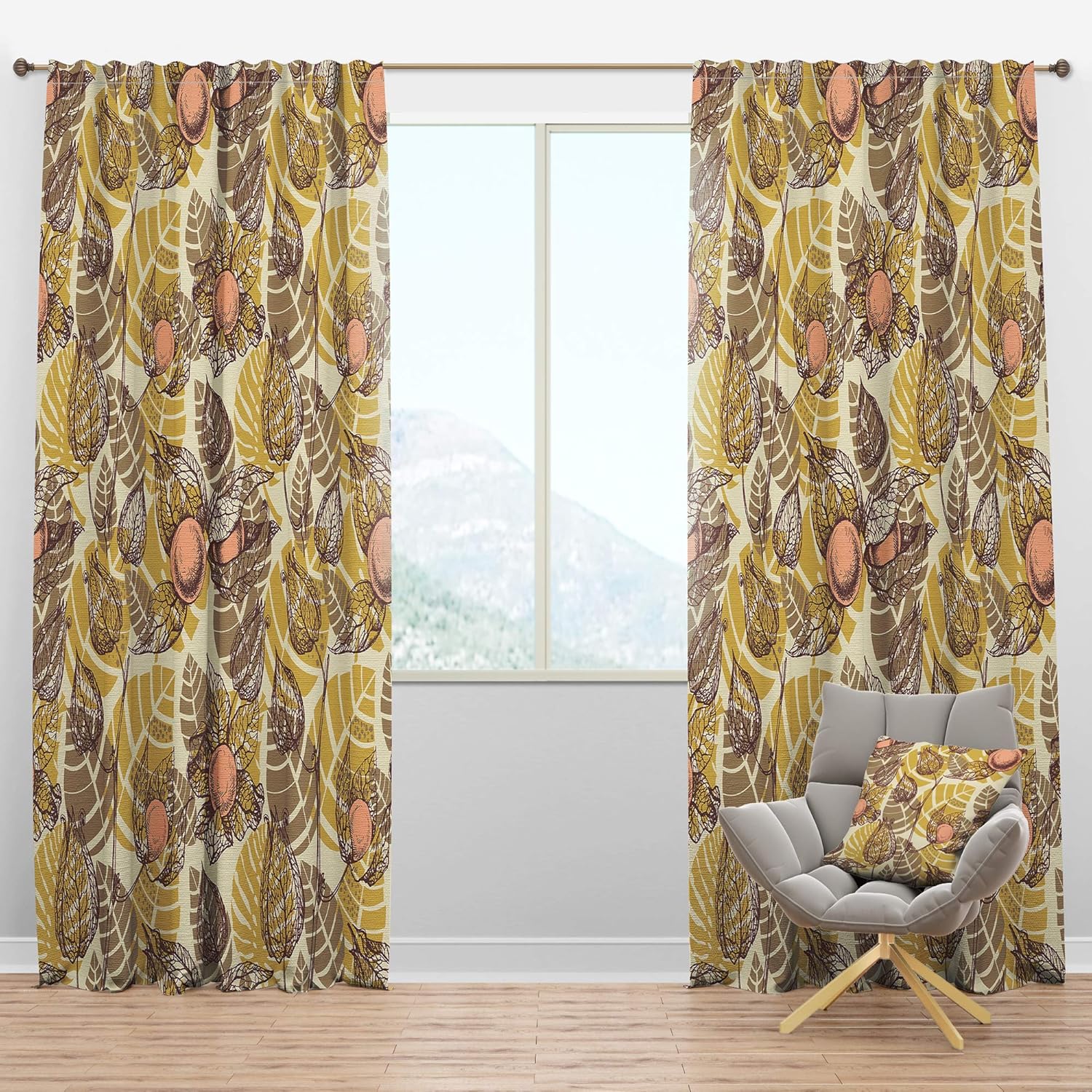 DesignQ Curtains 'Vintage Physalis Drawing' Curtains for