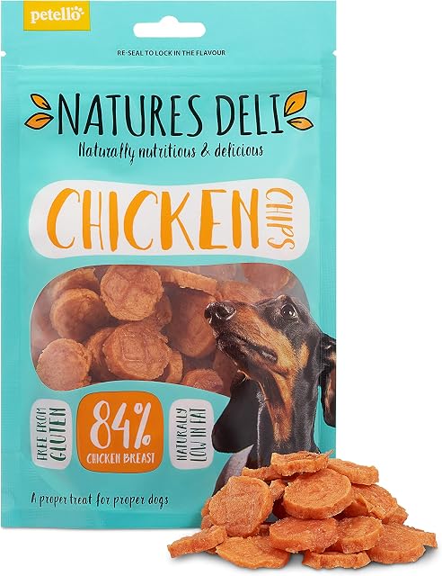 Natures Deli Chicken Chips Dog Treats - Low Fat, Nutritious, Gluten Free, High Protein Snack - 100g