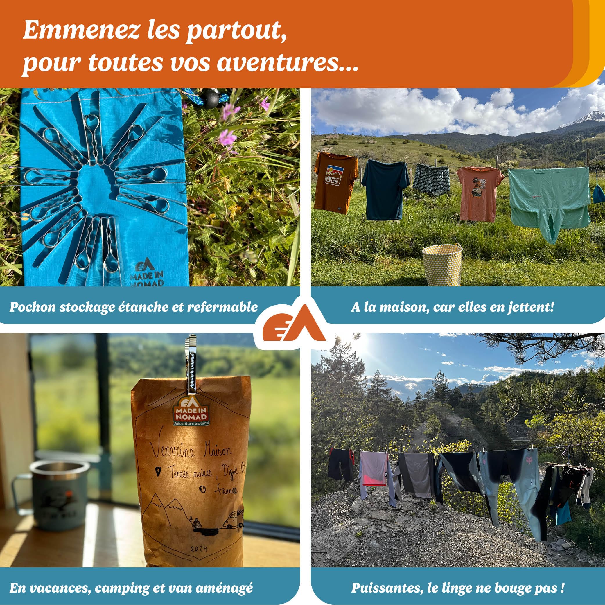 Wild Pinups: 20 Pinces à Linge INOX Incassables Pincinox avec Panier Pince à Linge et Mousqueton. pour Buanderie, Fil à Linge, séchoir à Linge. l'Epingle a Linge Solide, Durable à Vie, Made in France