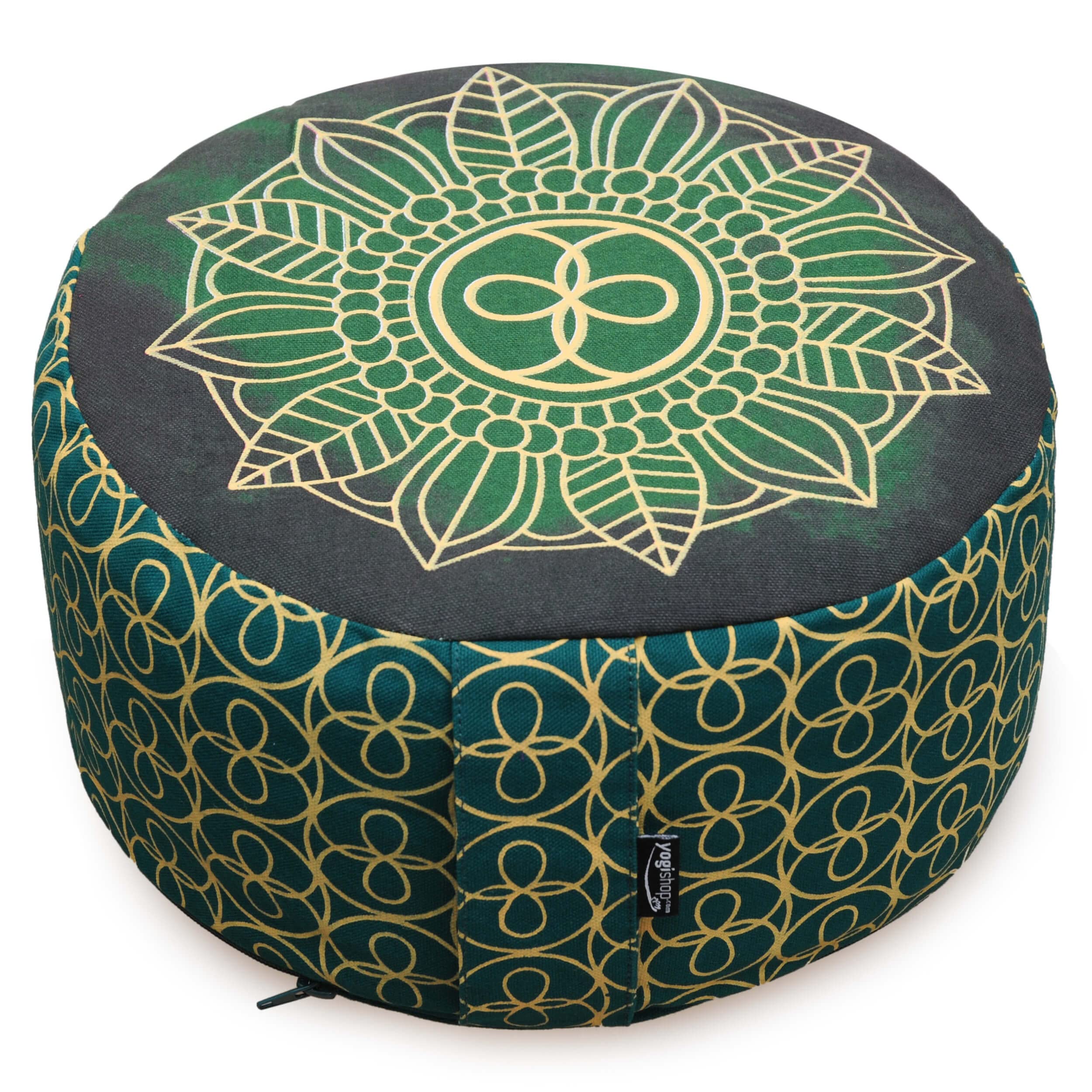 Meditationskissen - Rund - Cosmic Flow - Organic Cotton - Ø 30Cm X 15Cm Dunkel Grün