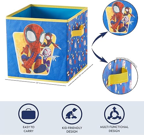 Miniatura 4 de Idea Nuova Marvel Spidey and His Amazing Friends - Juego de dos espaciosos cubos de almacenamiento plegables, 10 x 10 pulgadas Spidey y sus