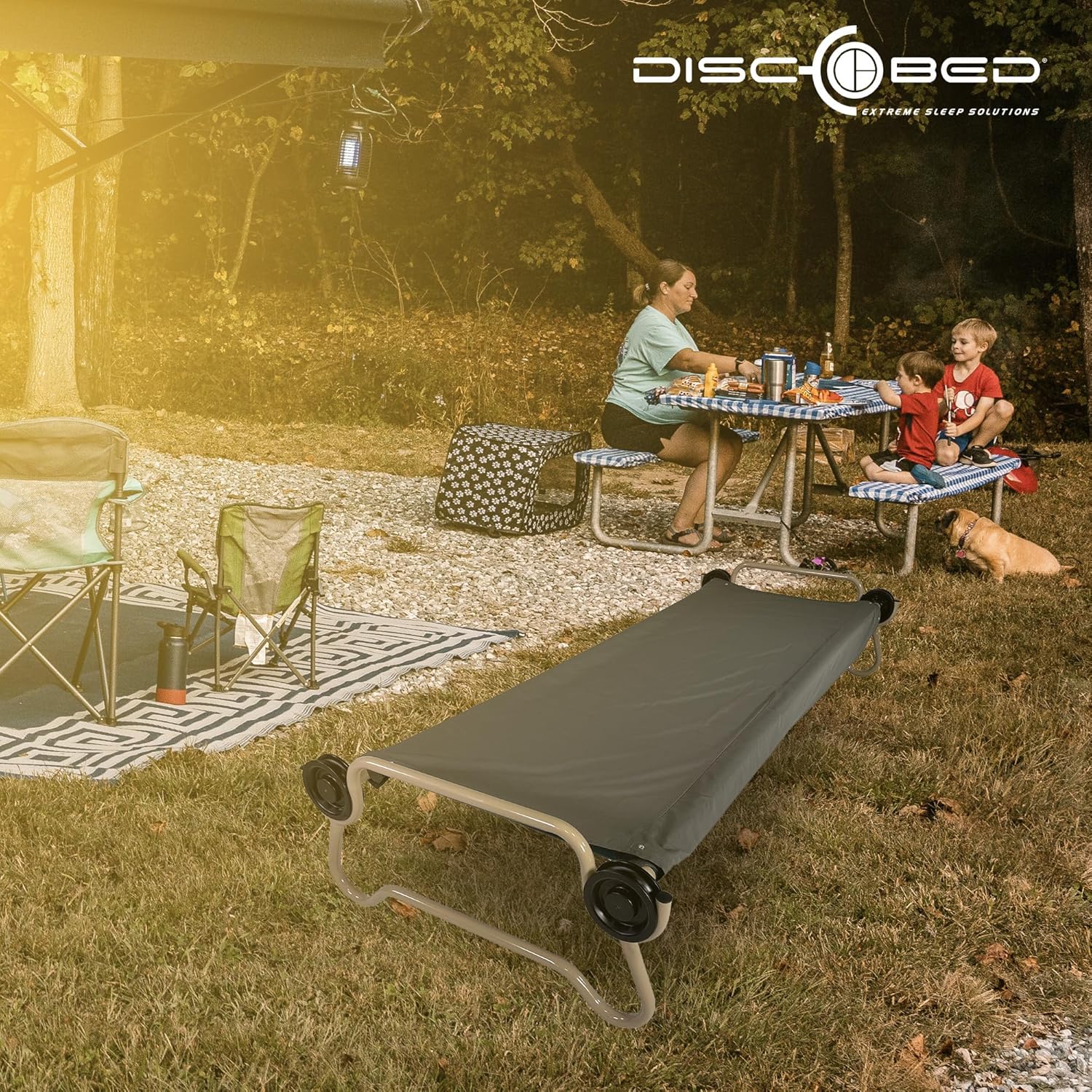 Disc-O-Bed L/XL Cot Sheet for Folding Bed Systems and Camping, Extra Wide XL Portable Sleeping Mattress Cover for Adults, Travel Bag Friendly, Grey