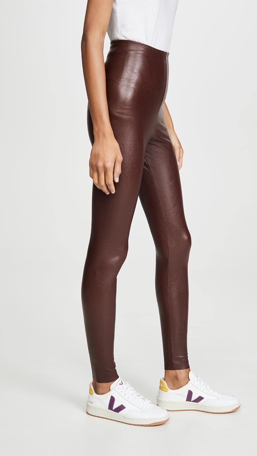 Commando Womens Perfect Control Faux Leather Leggings, Oxblood, Medium - Image 4