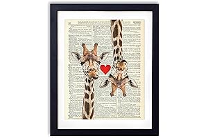 Giraffe Love Vintage Dictionary Art Print
