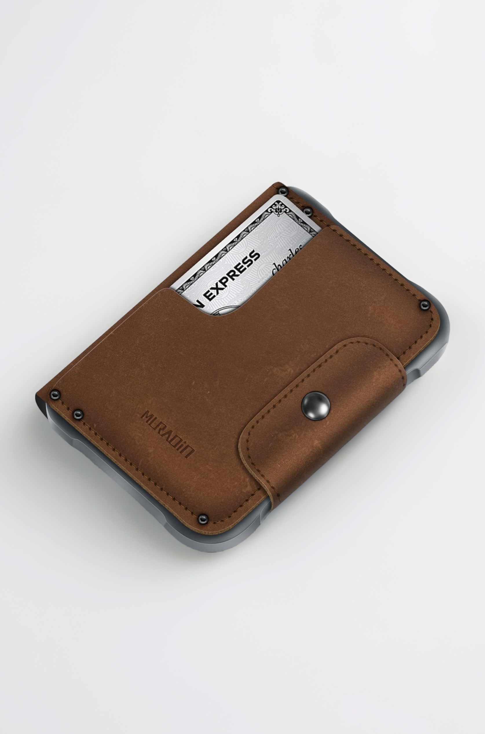 MURADIN Wallet for Men RFID Blocking Aluminum Metal Money Cards Holder Men's Wallet, CHOCOLATE, Minimalist