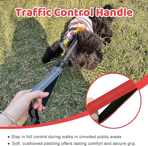 Miniatura 5 de Correa doble para perro, divisor sin enredos para dos perros, acoplador con cuerda de plomo larga ajustable, asas de control dual, elástico
