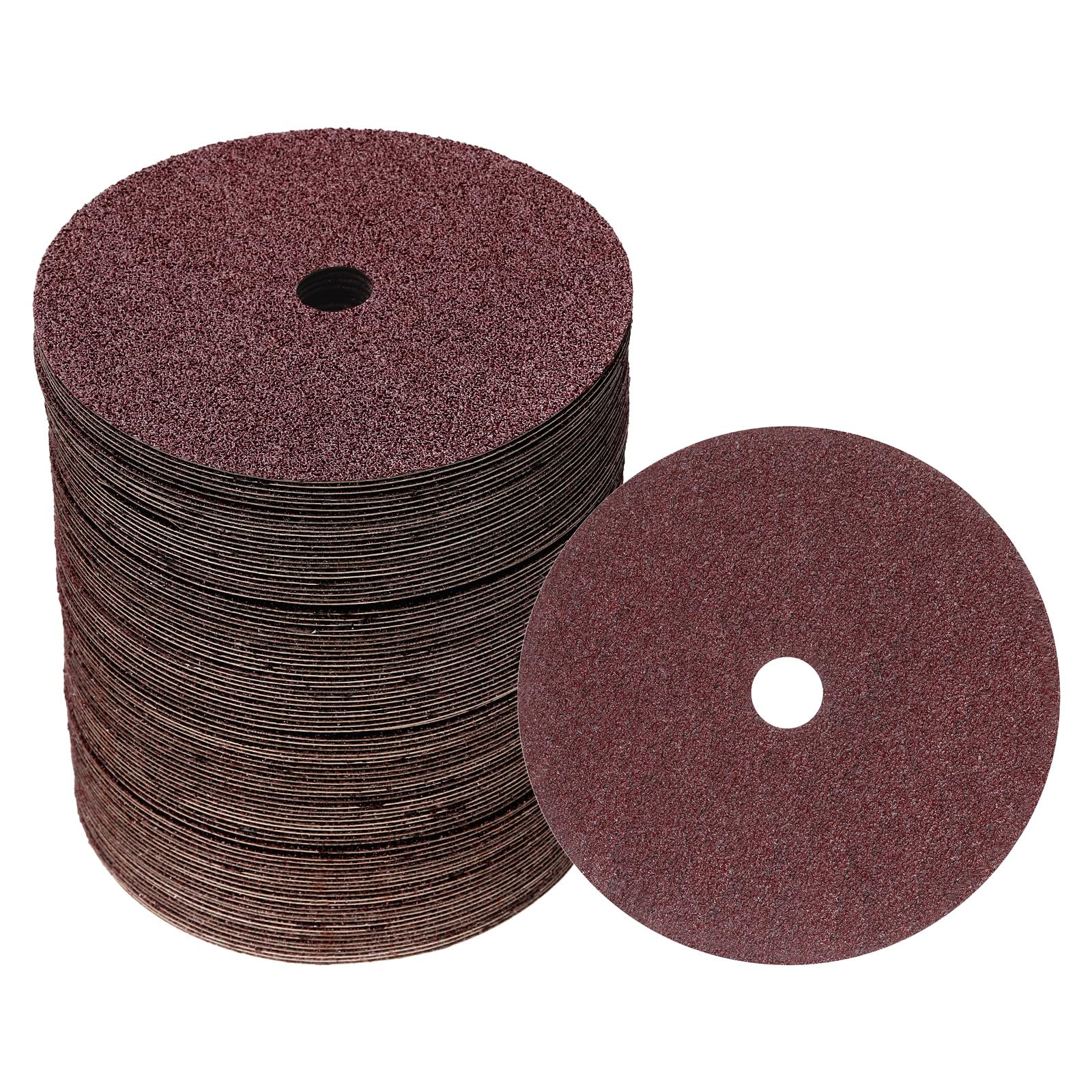 QUARKZMAN 100PCS Discos De Fibra Para Lijado Y Pulido 7" X 7/8" 36 Grit Discos Abrasivos De Resina Cerámica Para Lijado Y Pulido Color Rojo-Marrón