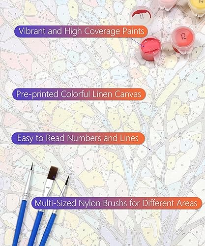 Miniatura 10 de Slody Pintura por números para adultos, lienzo de rosas, obras de arte de arte de bricolaje, pintura acrílica por números, kits sobre lienzo