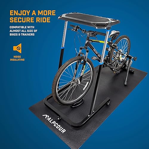 Miniatura 7 de Alpcour Soporte fluido para bicicleta para montar en interiores, con escritorio portátil multitarea, con alfombrilla de entrenamiento multiusos para