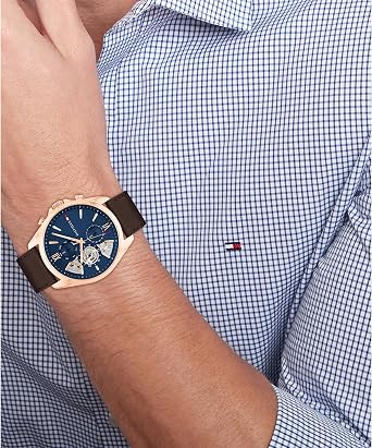 Tommy Hilfiger Analogue Multifunction Quartz Watch for Men with Stainless Steel mesh and Link Bracelet and Leather Strap