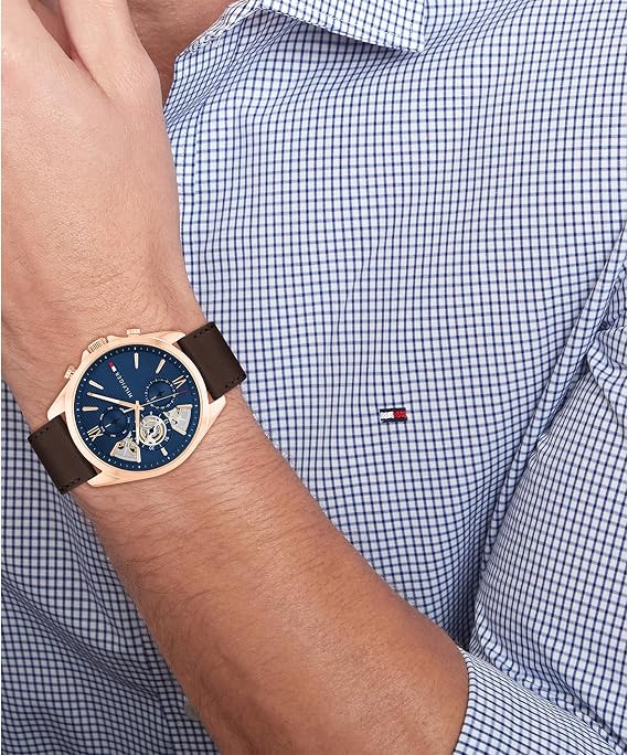 Tommy Hilfiger Analogue Multifunction Quartz Watch for Men with Stainless Steel mesh and Link Bracelet and Leather Strap