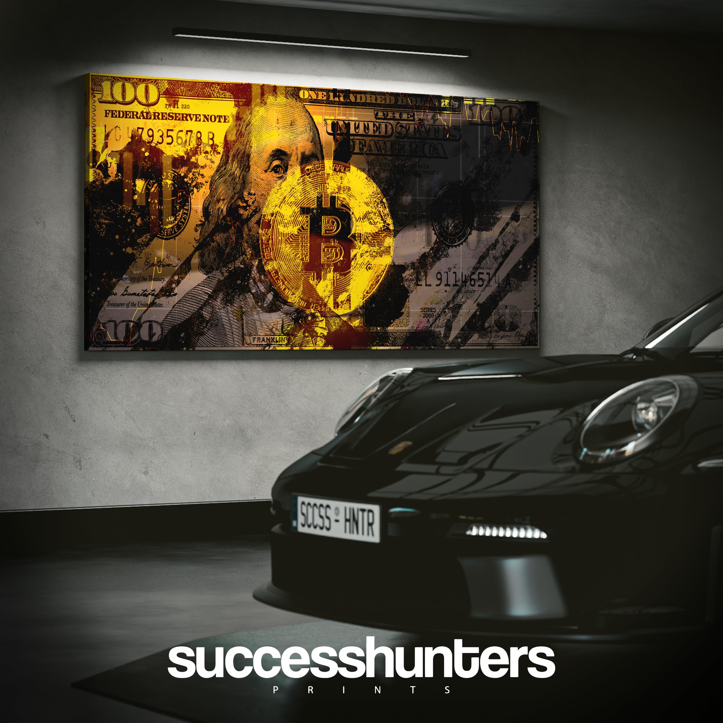 Amazon.com: SuccessHunters 100 Dollar Bill Bitcoin Wall Art Canvas Office  Decor, Cryptocurrency Print, BTC Crypto Print, 100 Dollar Bill Money Art,  Bitcoin Coin Sign, Blockchain Artwork (15