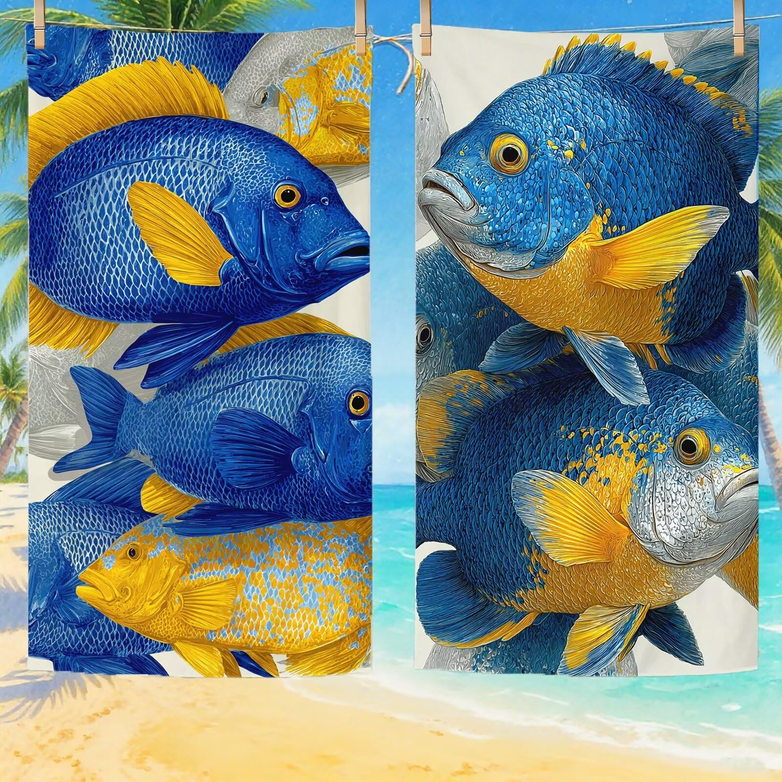 Serviette de Plage Microfibre Serviette Plage 100x220 2 Pack Séchage Rapide, Anti-Sable, Absorbante Fonction Drap de Plage XXL pour Bain, Sport, Voyages, Sauna, Piscine, Yoga, avec Sac Poisson Q-924