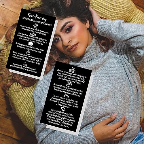 Miniatura 6 de Boutique Marketing LLC Tarjeta de instrucciones de cuidado posterior para piercing de nariz, paquete de 50, tarjeta de visita de 2 x 3.5 pulgadas,