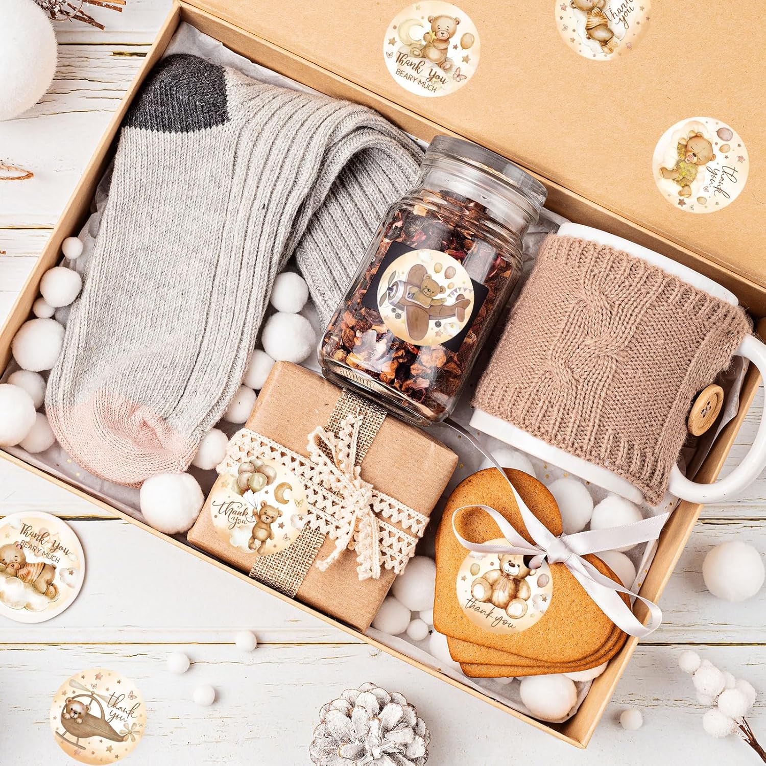 Whaline 1000Pcs Bear Baby Shower Stickers Thank You Beary Much Stickers Bear Mini Candy Wrappers Chocolate Drop Labels for Baby Shower Birthday Weeding Gender Reveal Party Favors - Image 5