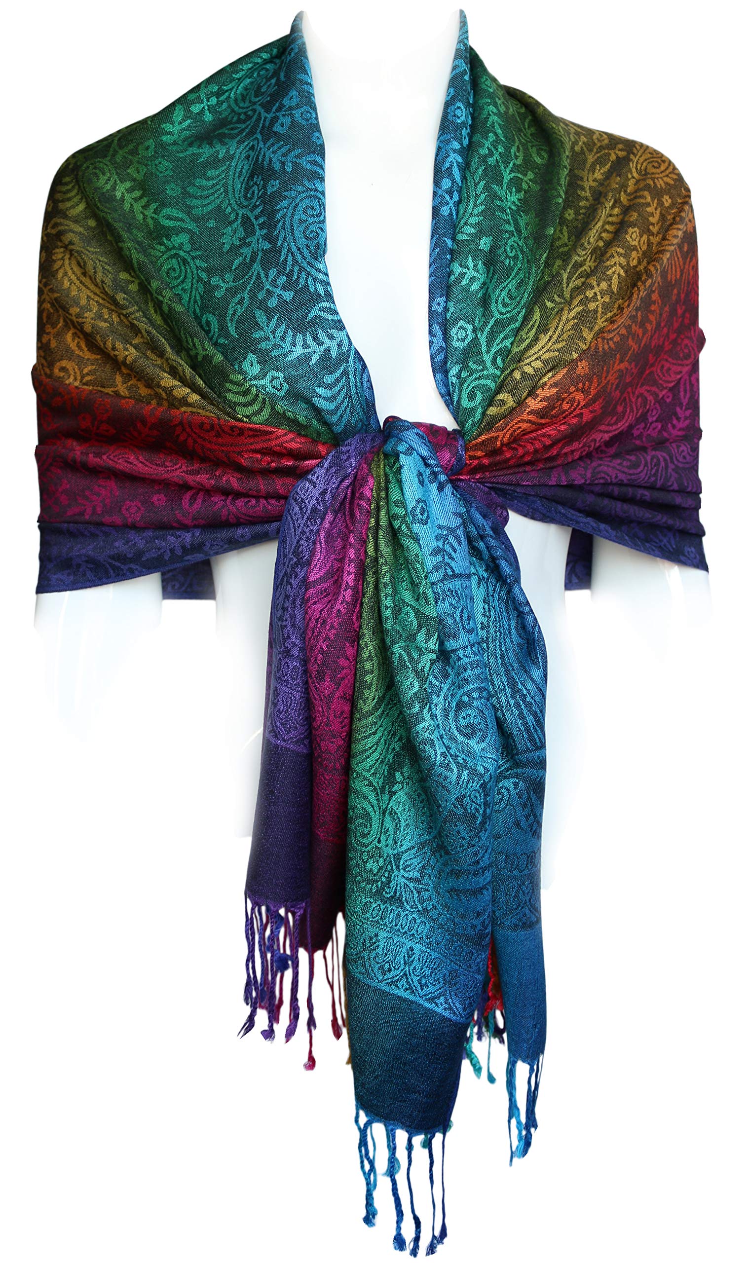 KMystic Colorful Rave Paisley and Flower Pashmina Scarf Shawl Wrap