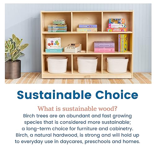 Miniatura 29 de ECR4Kids Gabinete de almacenamiento móvil de 8 compartimentos, 36 pulgadas, muebles de aula, gris lavado Gris (Grey Wash),Natural,Blanco Cal