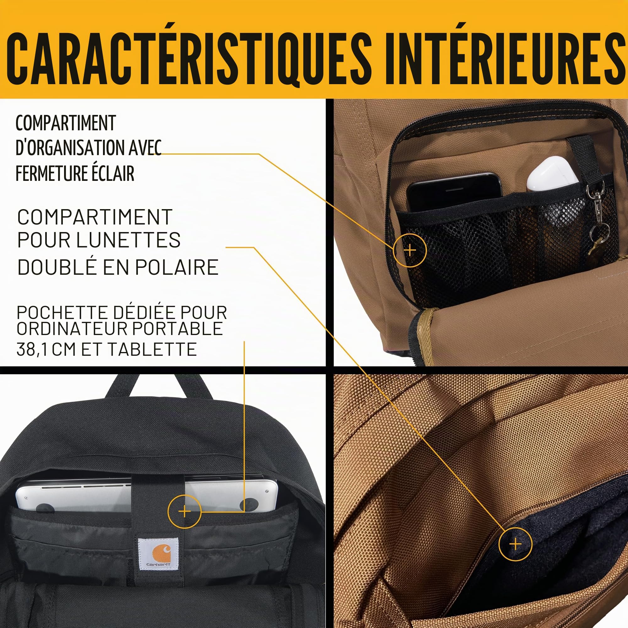 CARHARTT 23l Single-Compartment Backpack Sacs à Dos, Noir, Taille Unique Mixte Adulte