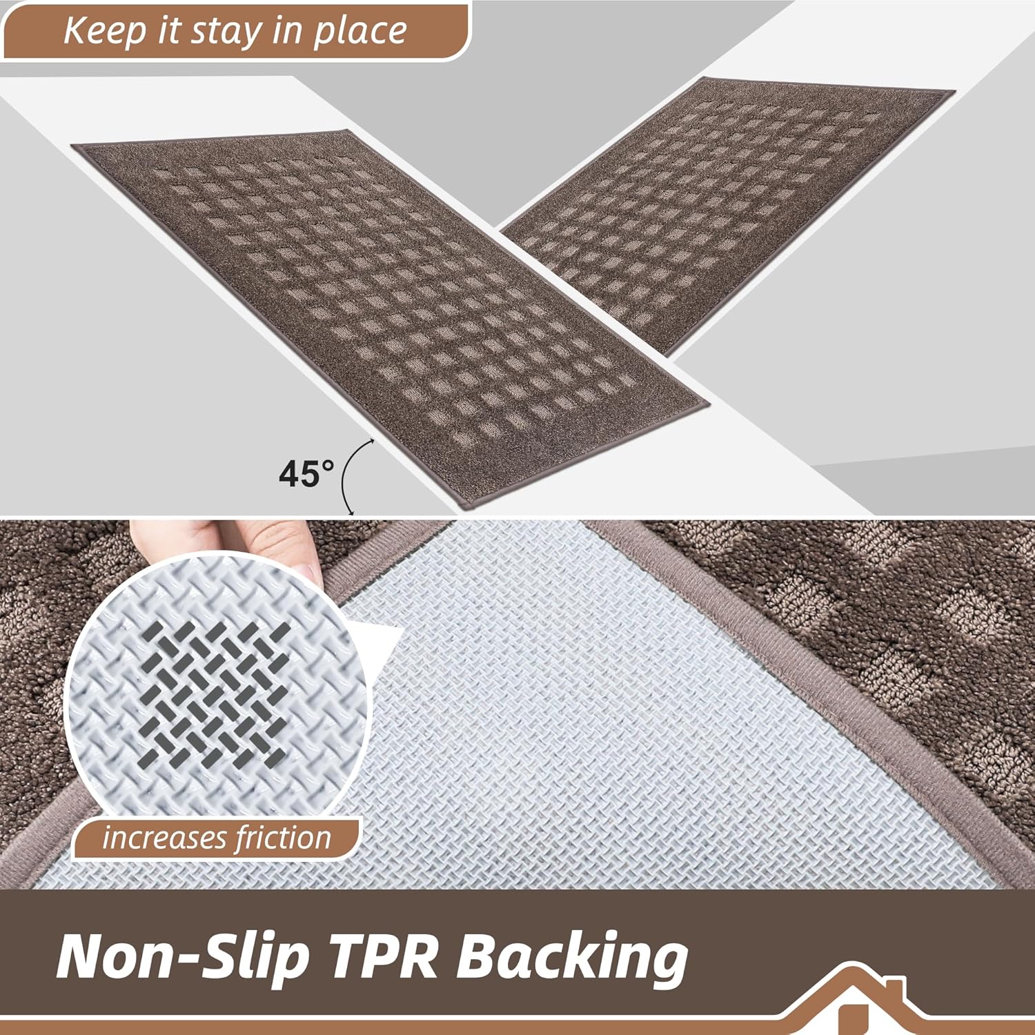 BEQHAUSE Dirt Trapper Door Mat 24" x 36", Waffle Door Mats Indoor Entrance, Dog Doormats for Mud Paws Absorbent and Dirt Resist Floor Mats Non-Slip Washable Rugs for Entryway Welcome Mat, Brown