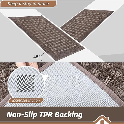 Miniatura 5 de BEQHAUSE Tapete para puerta de 20 x 32 pulgadas, tapete para puerta de entrada interior, tapetes para perros para patas de barro, absorbentes y