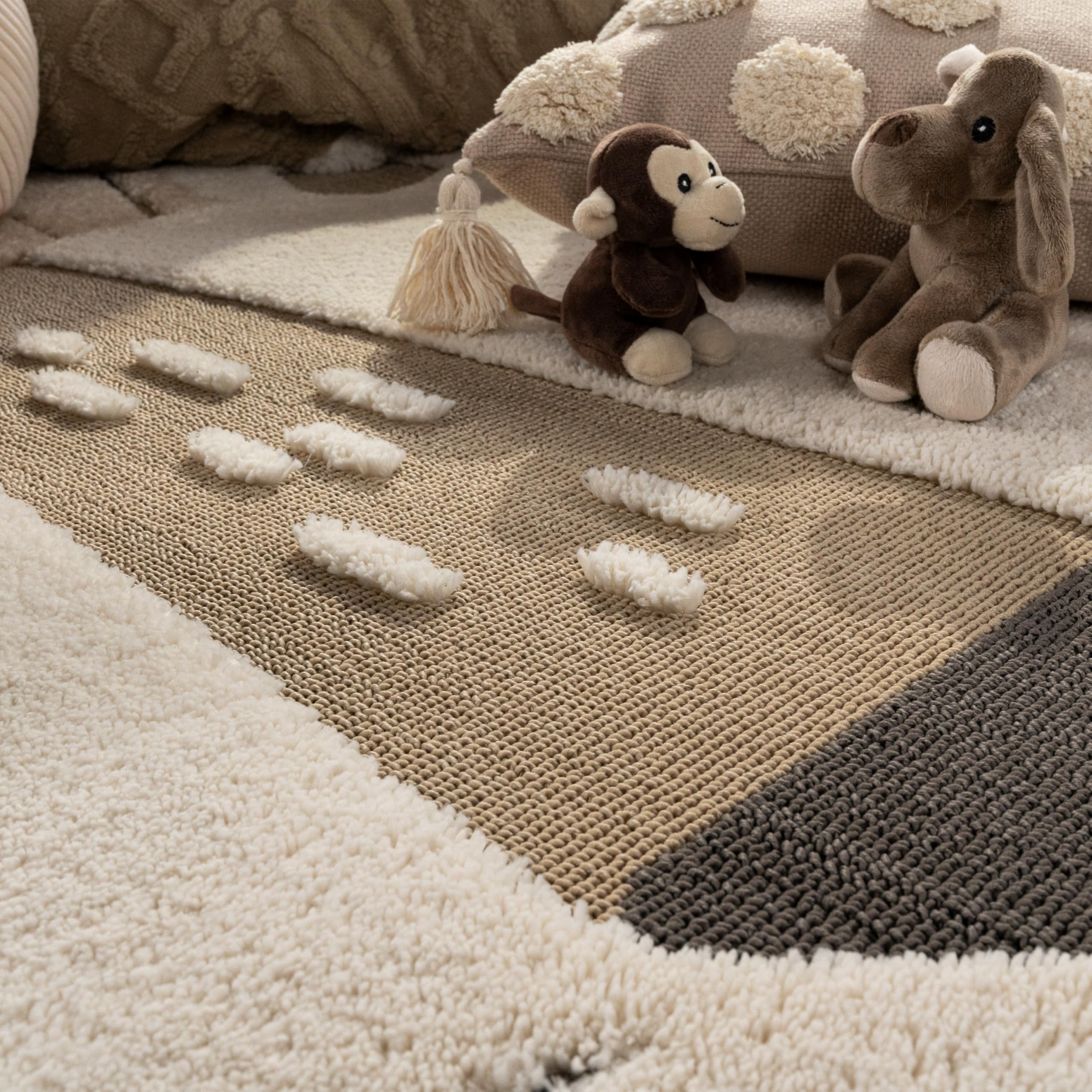Paco Home Alfombra para habitación Infantil Efecto 3D Alfombra Resistente Tonos Naturales, tamaño:160 cm (Redondo), Color:Cream (león)