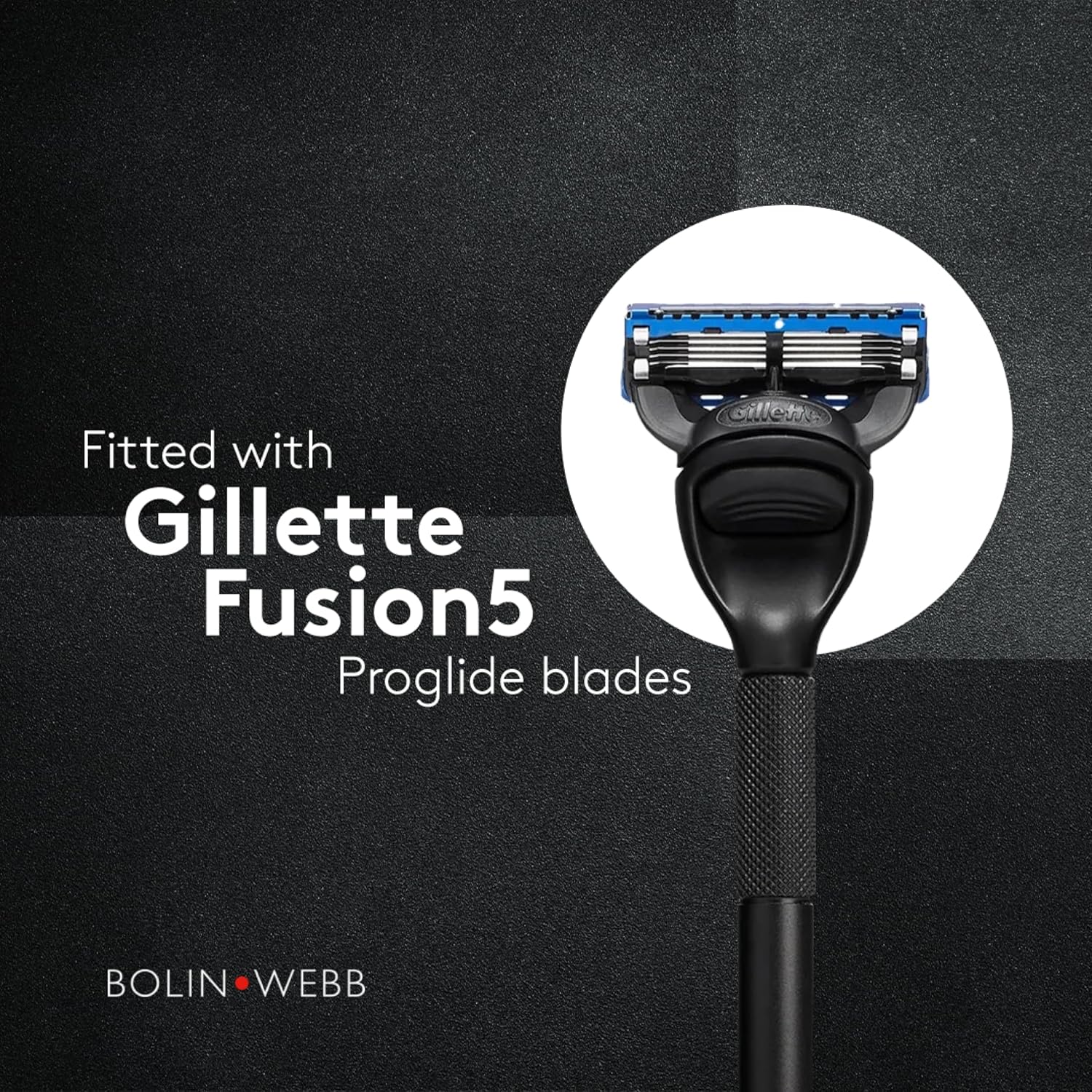 Bolin Webb Generation Razor & Stand - Luxury Razors for Men with Gillette Fusion 5 Blades, Premium Aluminum Shaving Razor for Smooth, Irritation-Free Shave, Ideal Gift & Daily Grooming Set (Black)