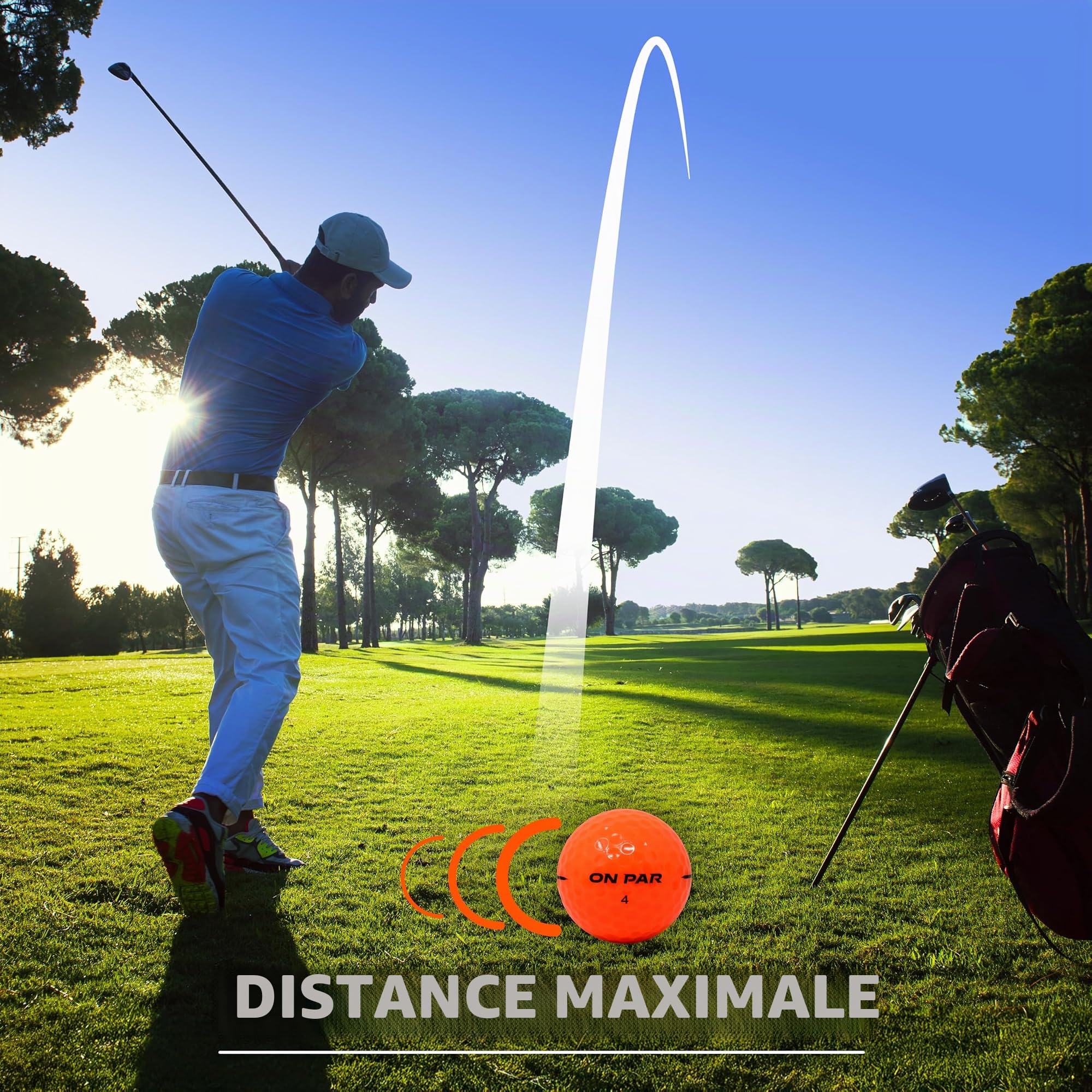 Distance Max Lot de 12 balles de Golf pour Une Distance, Un contrôle et Une précision améliorés, Cadeau de Golf idéal pour Toutes Les Vitesses de Swing avec Un Graphique de Cible Audacieux