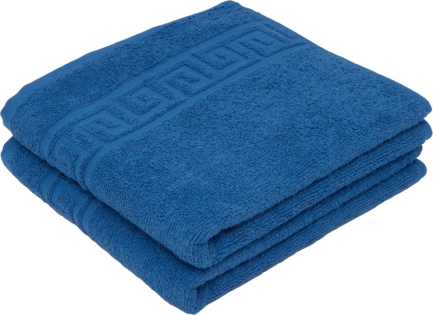 CLASSIC BLUE 2 X HAND TOWELS SET 50X90 100 NATURAL COTTON 500 GSM