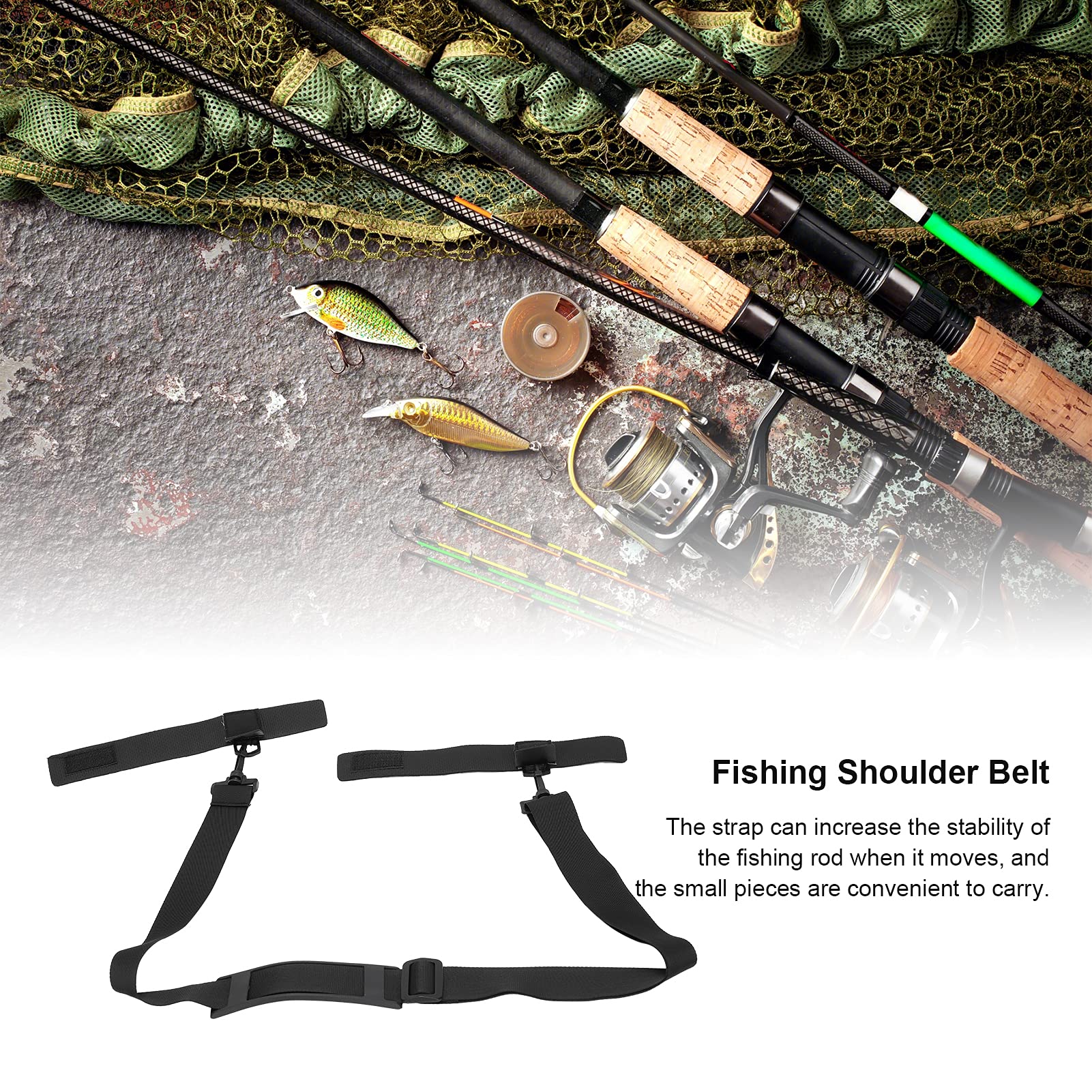 Yuecoom Fishing Strap Belt, Adjustable Fishing Rod Strap Holder Tackle Straps Fishing Rod Straps Shoulder Bandage