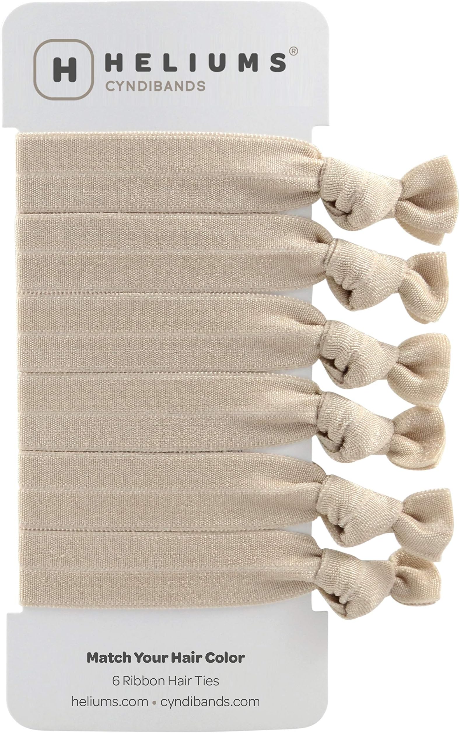 Elastic Hair Ties - Ash Blonde - Gentle Hold Ribbon Ponytail Holders, 6 Count