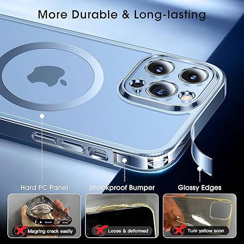 Miniatura 5 de Alphex Funda oficial de color para iPhone 13 Pro, parachoques brillante y parte trasera mate, fuerte magnético compatible con MagSafe, antihuellas,