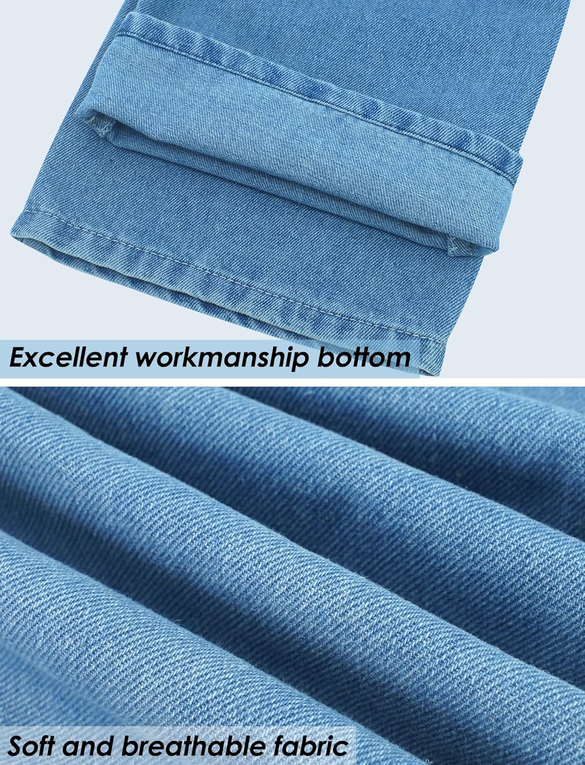 Generisch 2025 - Superbe Pantalon En Jean Pour Fille Avec Jambes Hautes élastiques Et évasées, Pantalon Long Décontracté Avec Jambes Larges, Jeans Baggy Blanc Pour Fille Avec Trous, Marine, 8-9 Ans