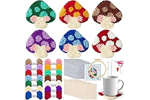 WATINC DIY Punch Needle Coasters Mushroom Kit - 22Pcs Beginners' DIY Project...
