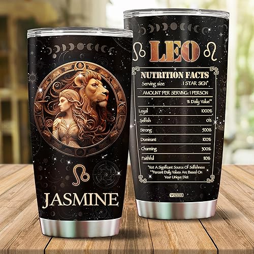 Miniatura 2 de Regalos personalizados del zodiaco Leo para mujeres, vaso de acero inoxidable de 20 onzas con tapa, constelación, astrología, Navidad, cumpleaños,