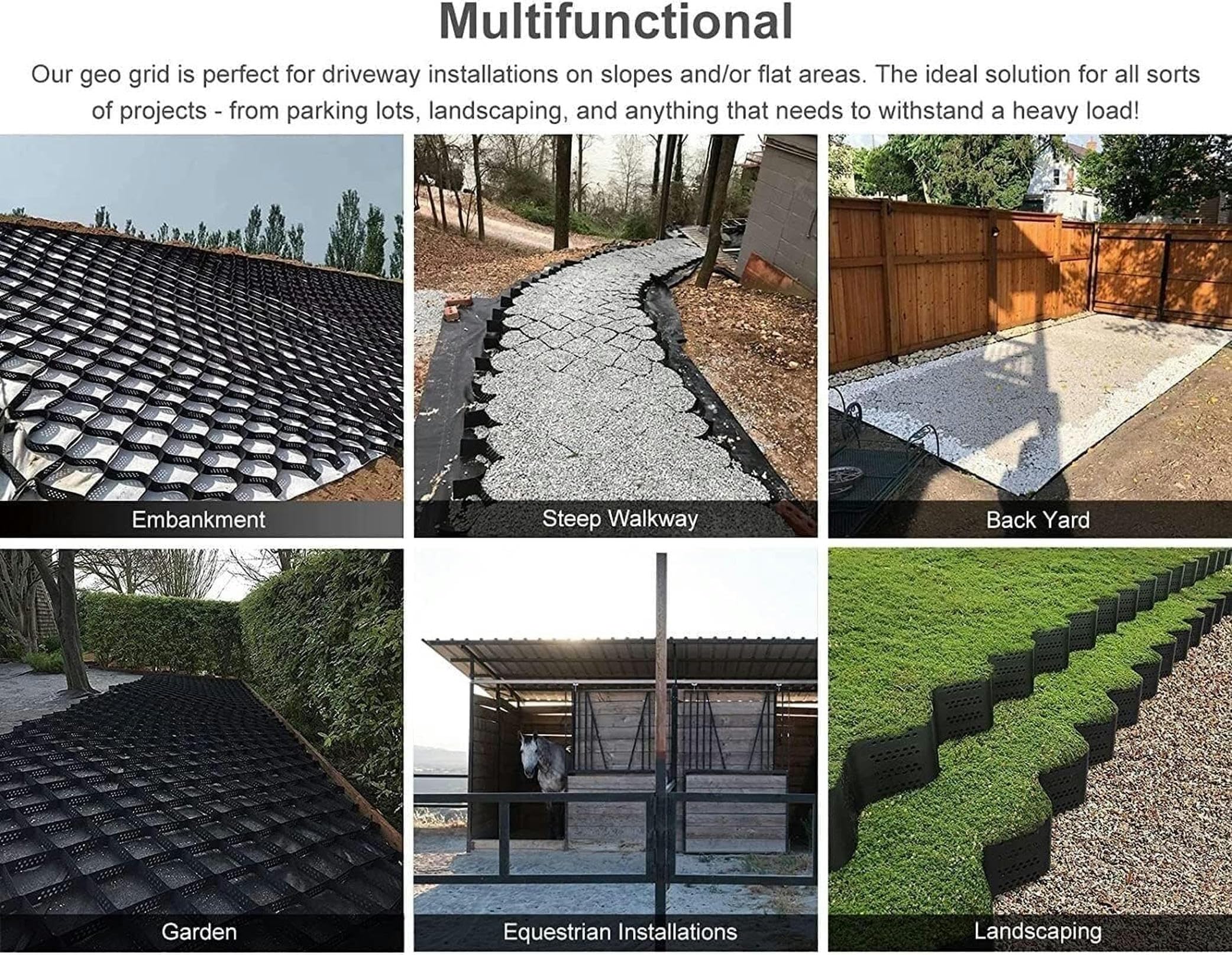 Stabilizzatore per ghiaia – Sistema di pavimentazione permeabile da 5,1 cm per patii fai da te, vialetti, basi per capannoni, vialetti per veicoli leggeri, parcheggi, supporto per terreno erba e