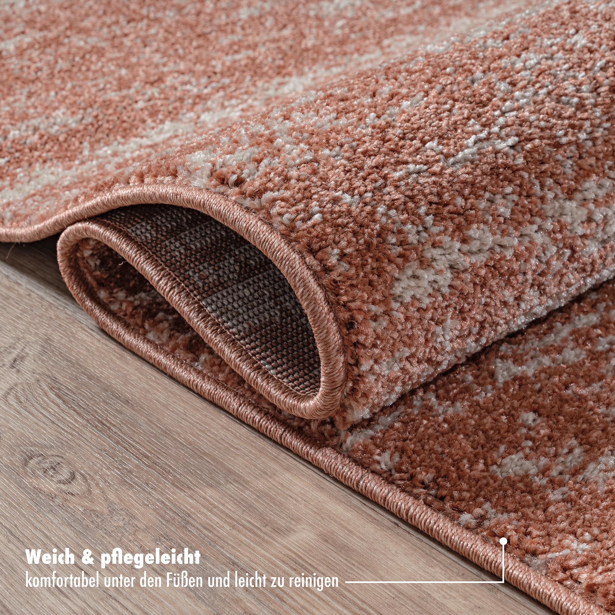 Impression London Teppich 120x170 cm Terra, Moderner Kurzflor Teppich im Abstract Design, Weich und Pflegeleicht für Wohnzimmer, Schlafzimmer, Esszimmer, Flur und Homeoffice