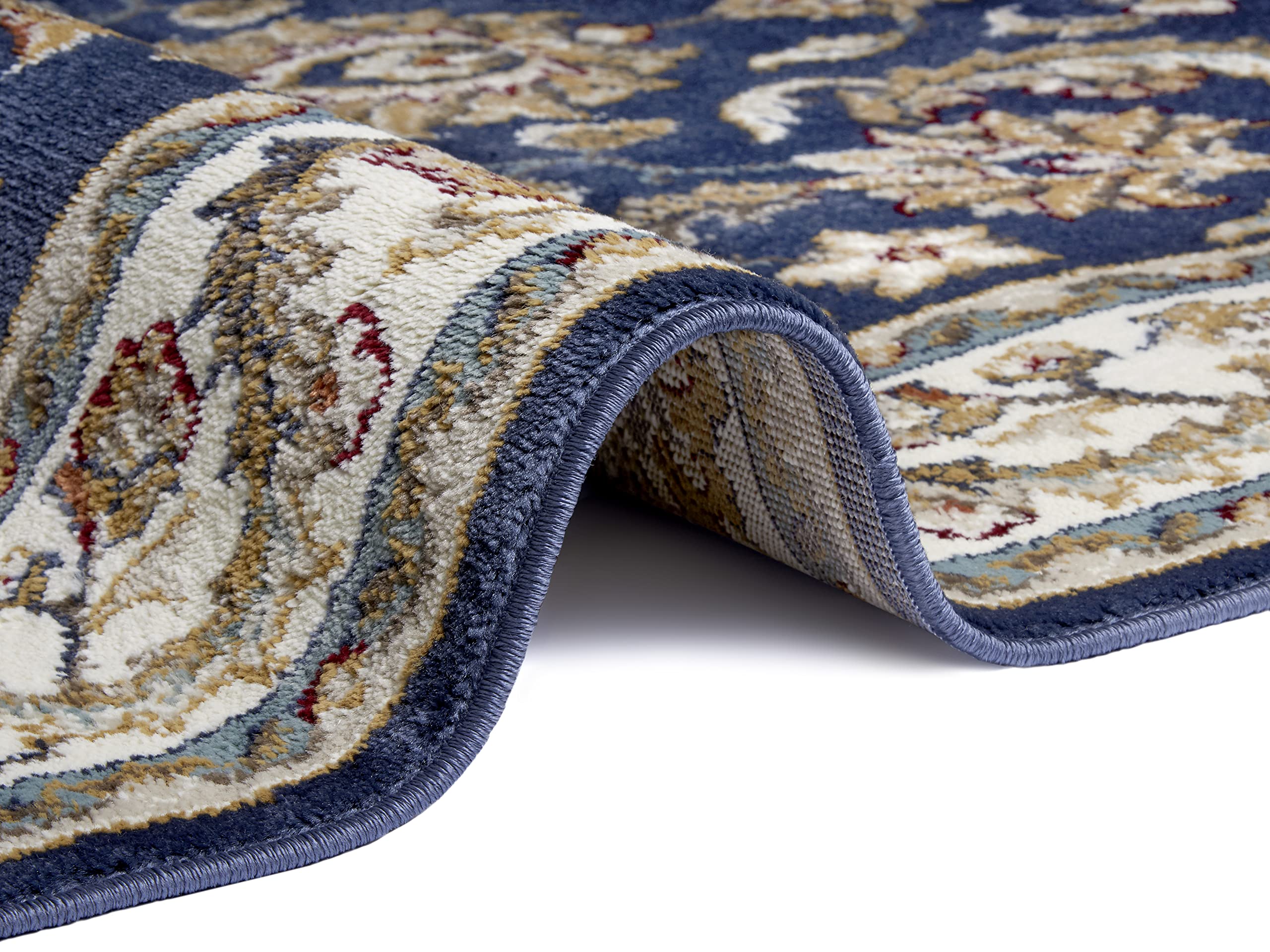 Hanse Home Reni Tapis Oriental – Tapis Oriental Classique tissé serré avec Ornements et Motifs Floraux à Poils Courts Doux pour Chambre à Coucher, Salle à Manger, Salon, Couloir - Bleu crème, 140 x