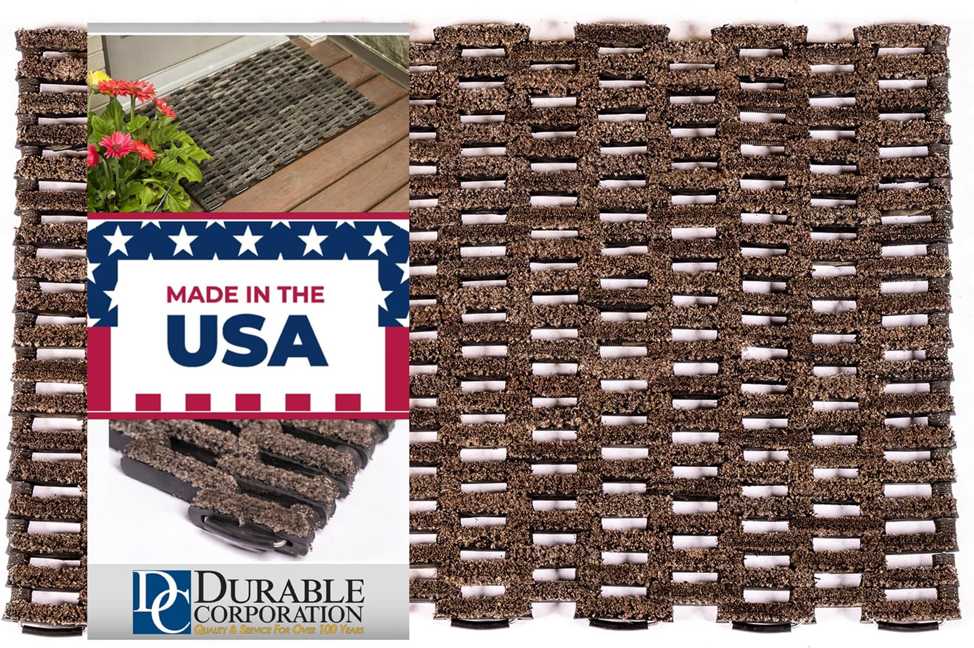 Durable Corporation-400S2030 Dura-Rug Recycled Fabric Tire-Link Outdoor Entrance Mat, 20" x 30"