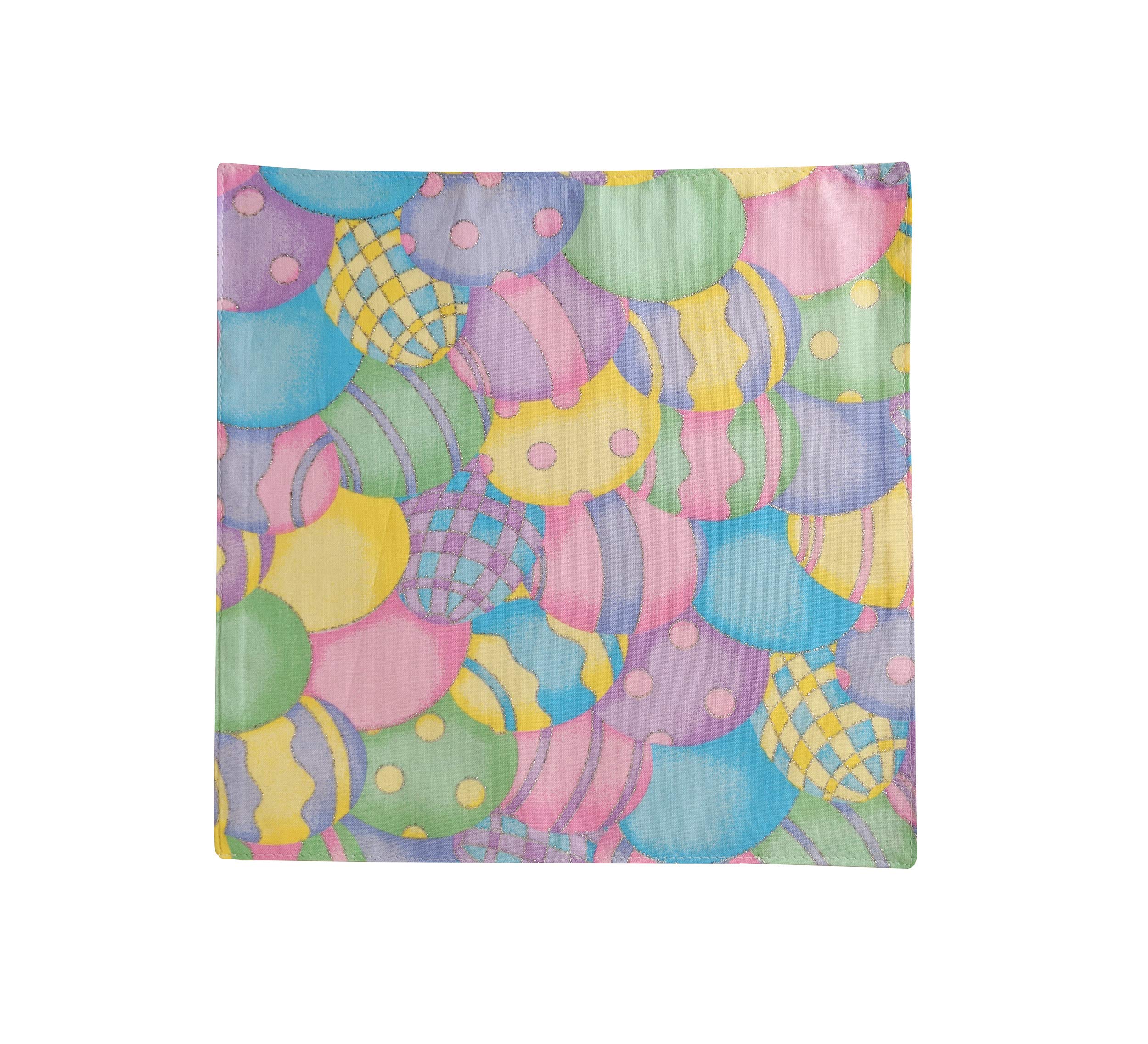 Holiday Bow Ties Mens Pocket Square Pastel Easter Eggs Silver Metallic, Mens (Mens)