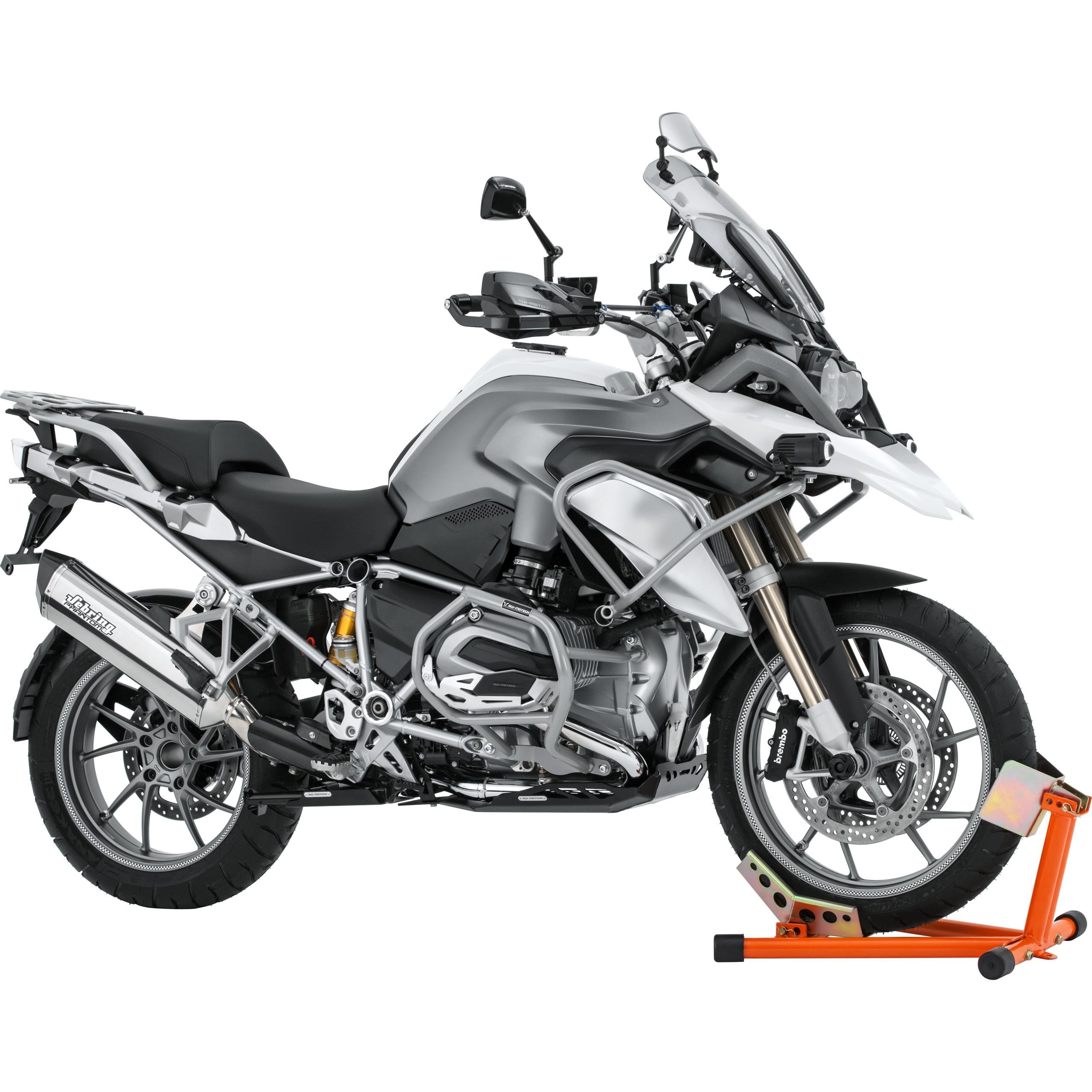 Hi-Q Tools Béquille de Moto Avant Basculeur - Stationnement Facile du Véhicule, Idéal pour le Transport, Orange, Réglable pour Presque Toutes les Tailles de Roues/Pneus