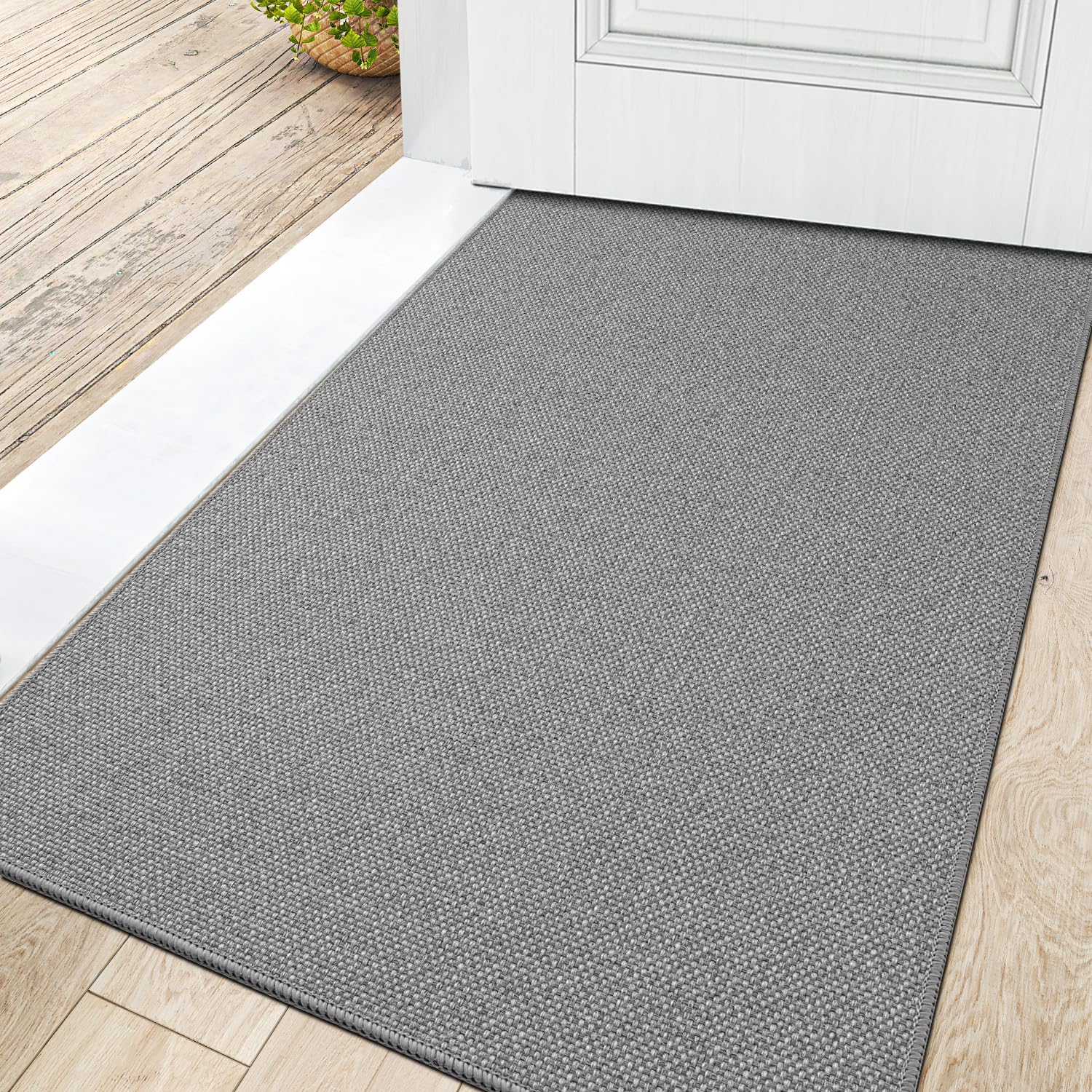 DEXIDoor Mat 80 x 120 cm, Doormat Indoor Non-slip Dirt Trapper, Absorbent Inside Entrance Rug, Washable Low Profile Floor Mats for Entryway, Muddy Shoes & Paws, Light GreyOEKO-TEX STANDARD 100